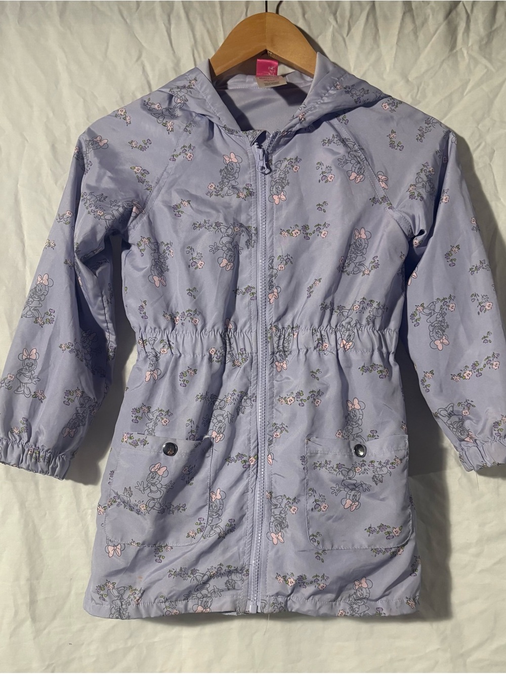 Disney Lilac Floral Hooded Raincoat with Elastic Waist